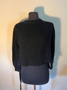 Poof Cropped lace up sweater